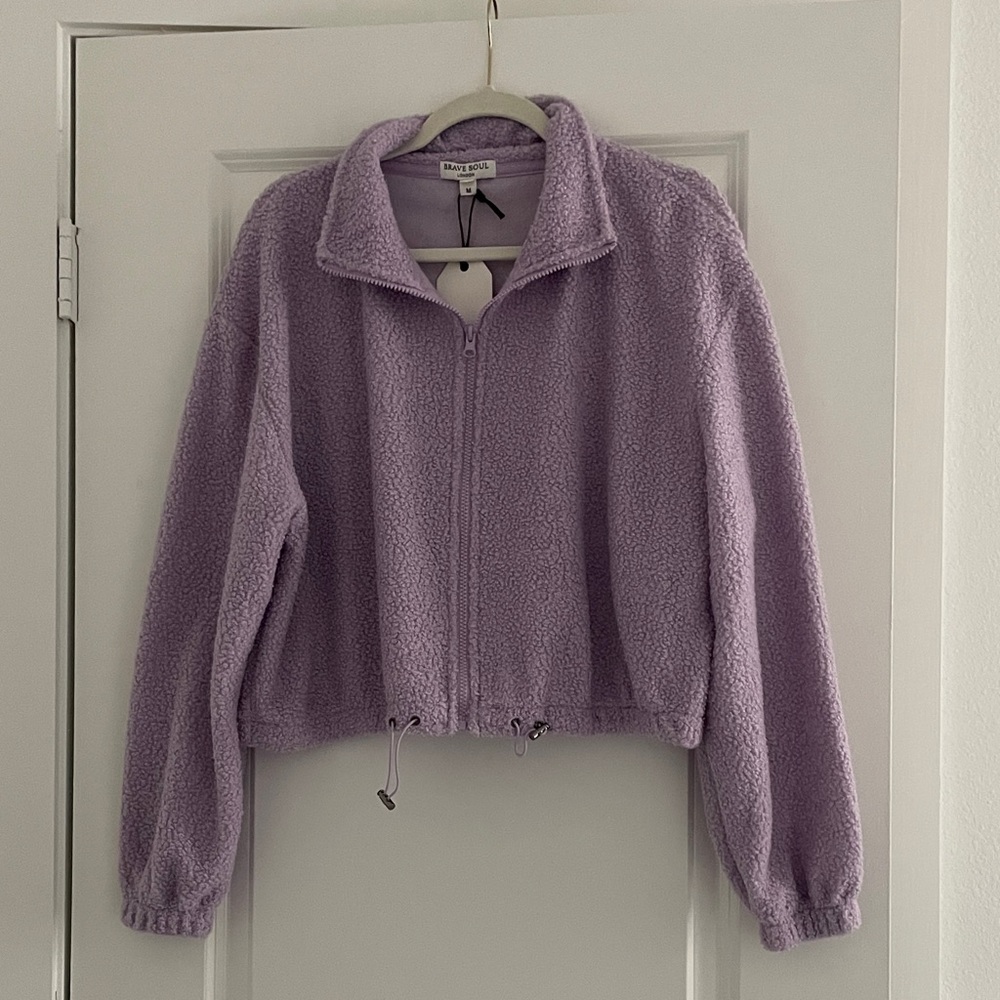 Brave Soul London Nubby Jacket Zip Up Textured Long Sleeve Athleisure